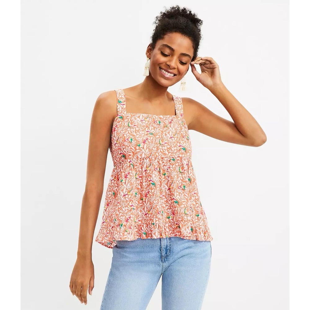 LOFT Bird Tie Back Peplum Cami Top 4